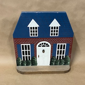 Hand painted vintage house/wooden village back drop/colonial house/wall shelf with Christmas house/wooden house/Christmas village background