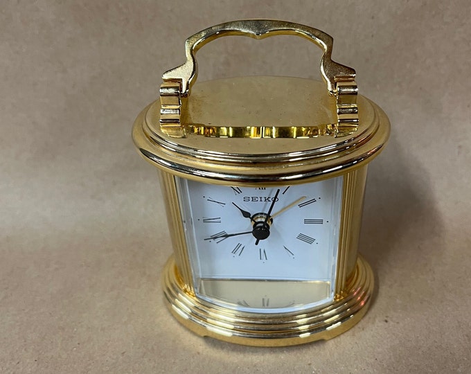 Peyton Desk Clock/seiko Carriage Clock/miniature Clock/gold Etsy