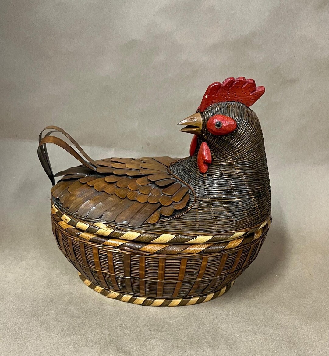 Vintage Hen Basket/woven Wicker Hen Basket/country Kitchen/farmhouse ...