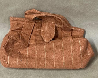 Vintage cloth sewing basket/sewing bag/mid century bag purse/cosmetic bag/travel bag/embroidery bag/sewing supplies/fabric sewing bag 1940s