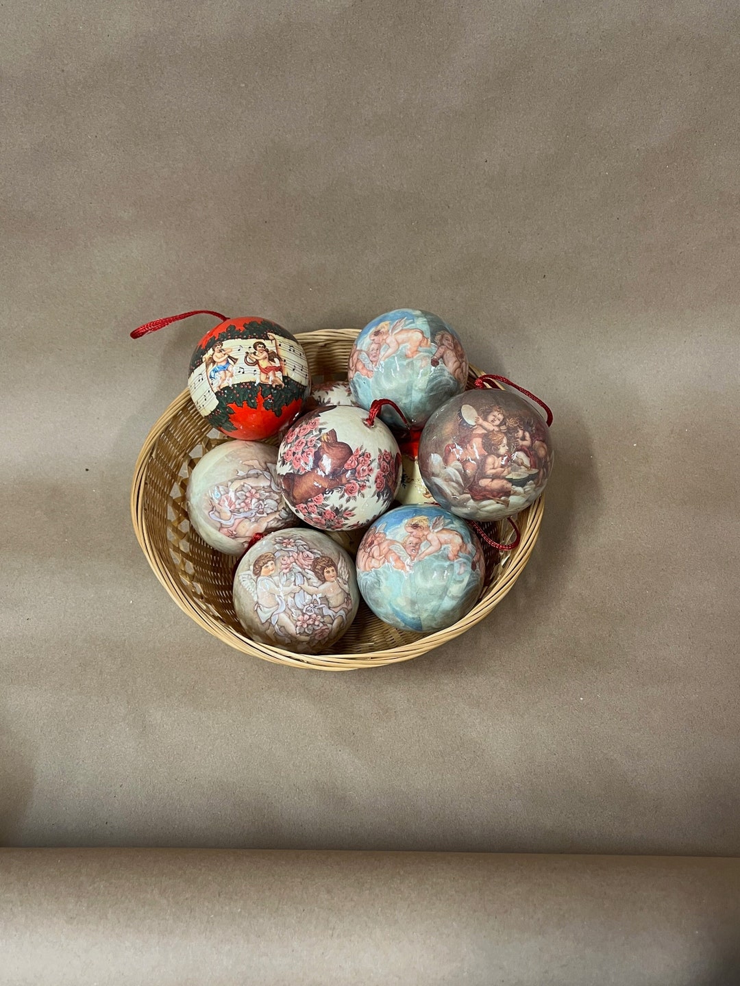 Vintage Paper Mache Christmas Ball Ornaments/victorian Angel Etsy