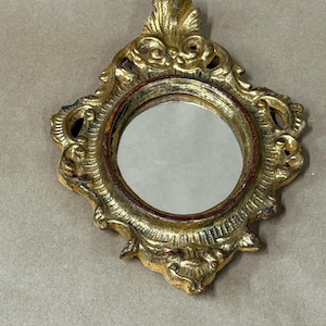 8&quot; Oval vintage Italian gold leaf mirror/baroque style/made in Italy/Florentine wood mirror