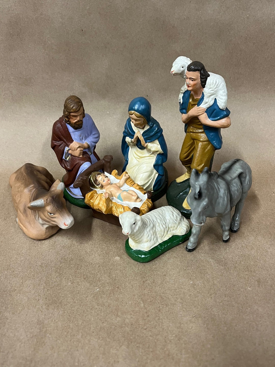 Vintage German Paper Mache Nativity Set/mary Joseph Etsy