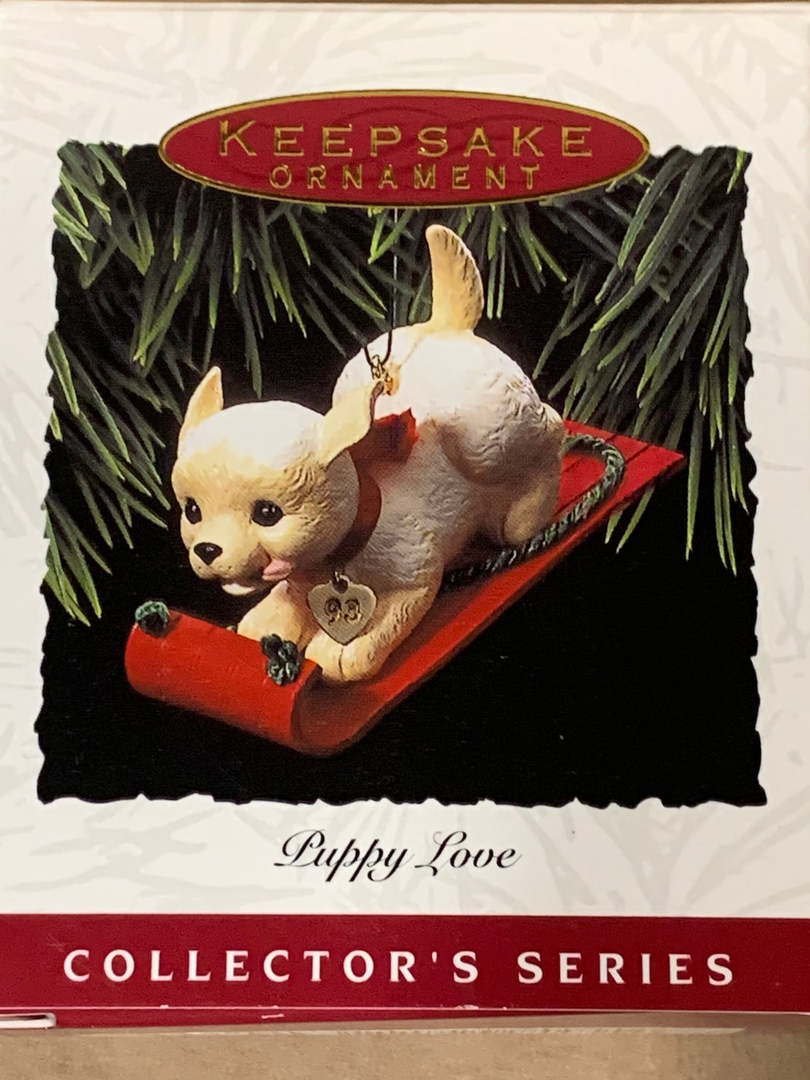Hallmark Puppy love ornament from 1993Golden lab puppy riding Etsy