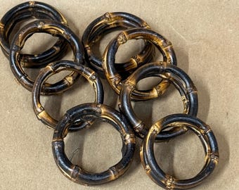 Set of 8 vintage Bamboo napkin rings/burnt bamboo/casual table setting/natural decor/mid century modern/bamboo decor