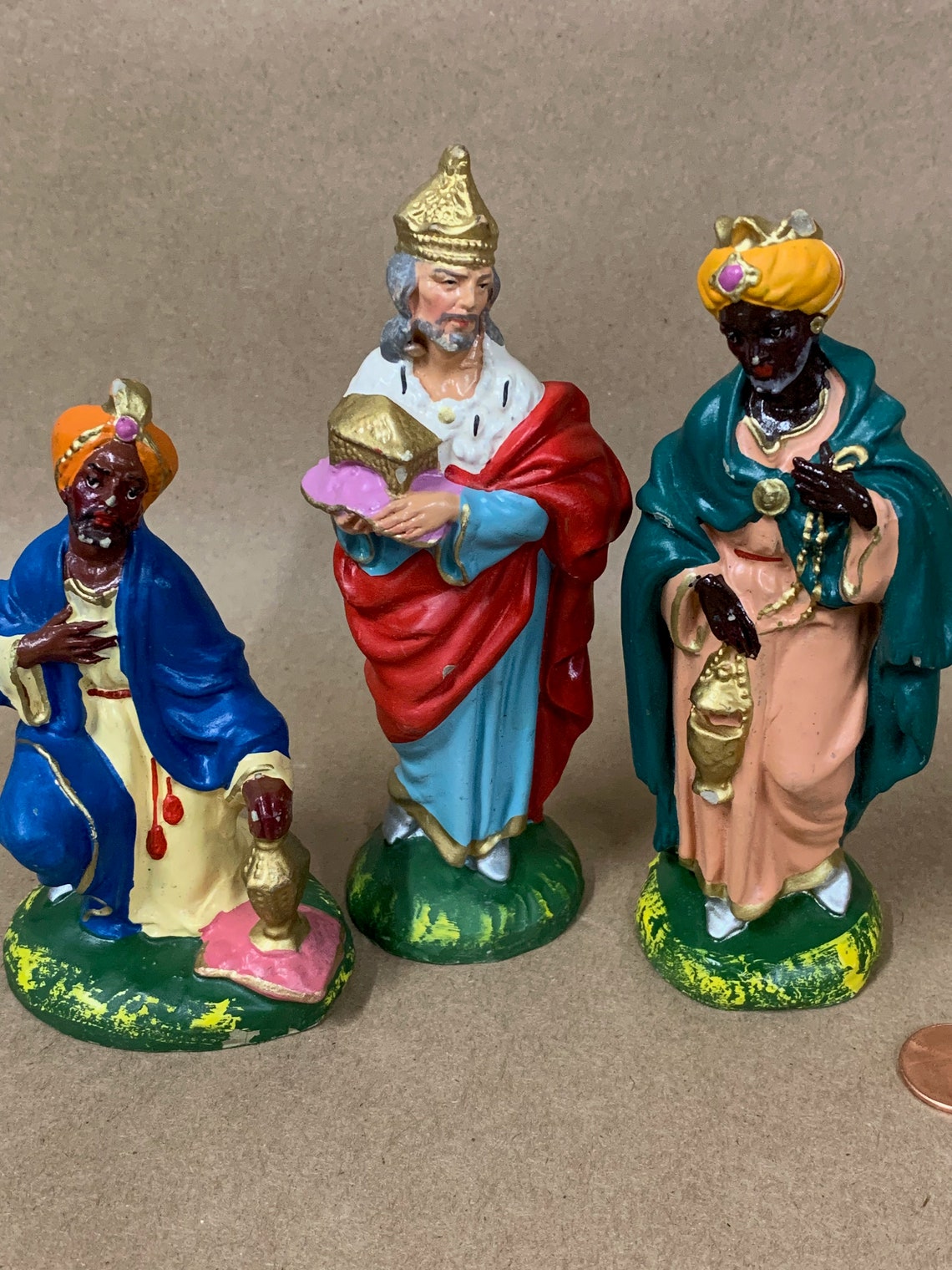 Vintage wise men figures for nativity set/paper mache creche Etsy
