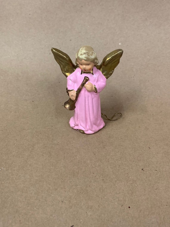 Vintage Unique Decorative Romantic Angel w/trumpet in pastels wallhanging Vintage Unique Decorative Romantic Angel w/trumpet in pastels wallhanging