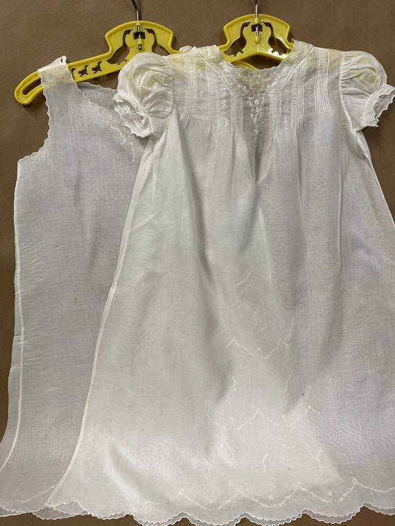 Long Antique baby Christening gown/2 piece matchin