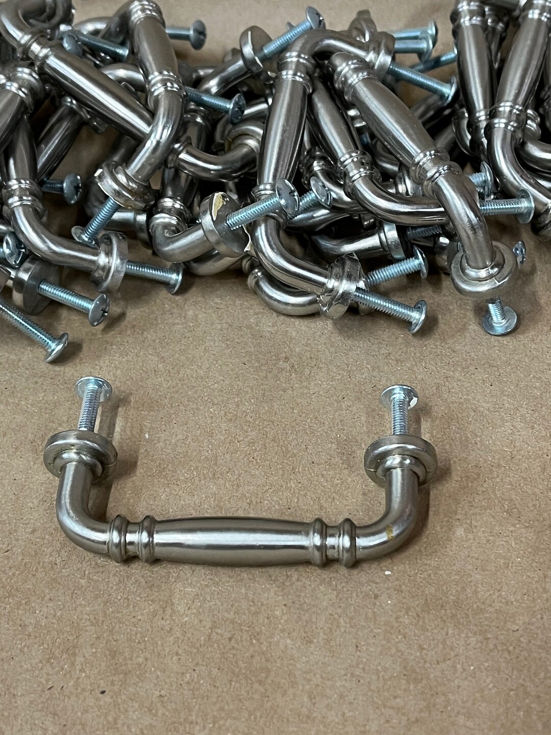 Vintage Brushed Nickel Handles/drawer Pulls/used