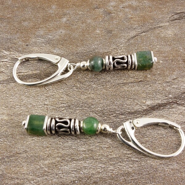 Earrings with moss agate, earrings silver, gemstone earrings, moss agate, green earrings, 925 sterling silver, green, hanging earrings, gemstones