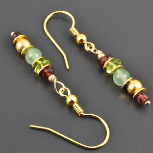 Earrings with aventurine garnet peridot and gold-plated 925 silver gemstone earrings colorful gold boho unique jewelry hanging earrings gift