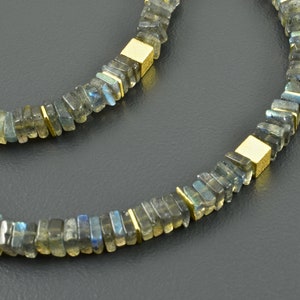 Labradorite necklace,necklace,with gold-plated 925 silver,square,gold,grey,turquoise,Labradorite,gemstone necklace,cube,necklace,gift