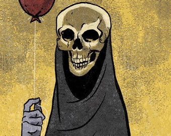 Grim Reaper With Balloon Print
