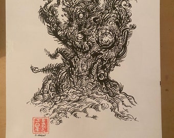 Original Pen and Ink Automatic Art Drawing