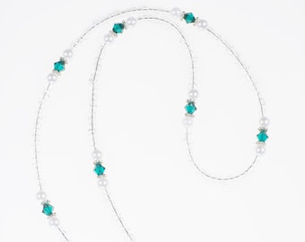 Birthstone Eye Glass Holder with Swarovski Crystals and Pearls For Sunglasses Holder