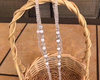 Beaded Pearl Lanyard with White Pearls for Teacher Gift
