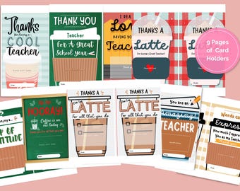 Coffee Cup Teacher Gift Card Holder, Appreciation Gift (Digital Download)