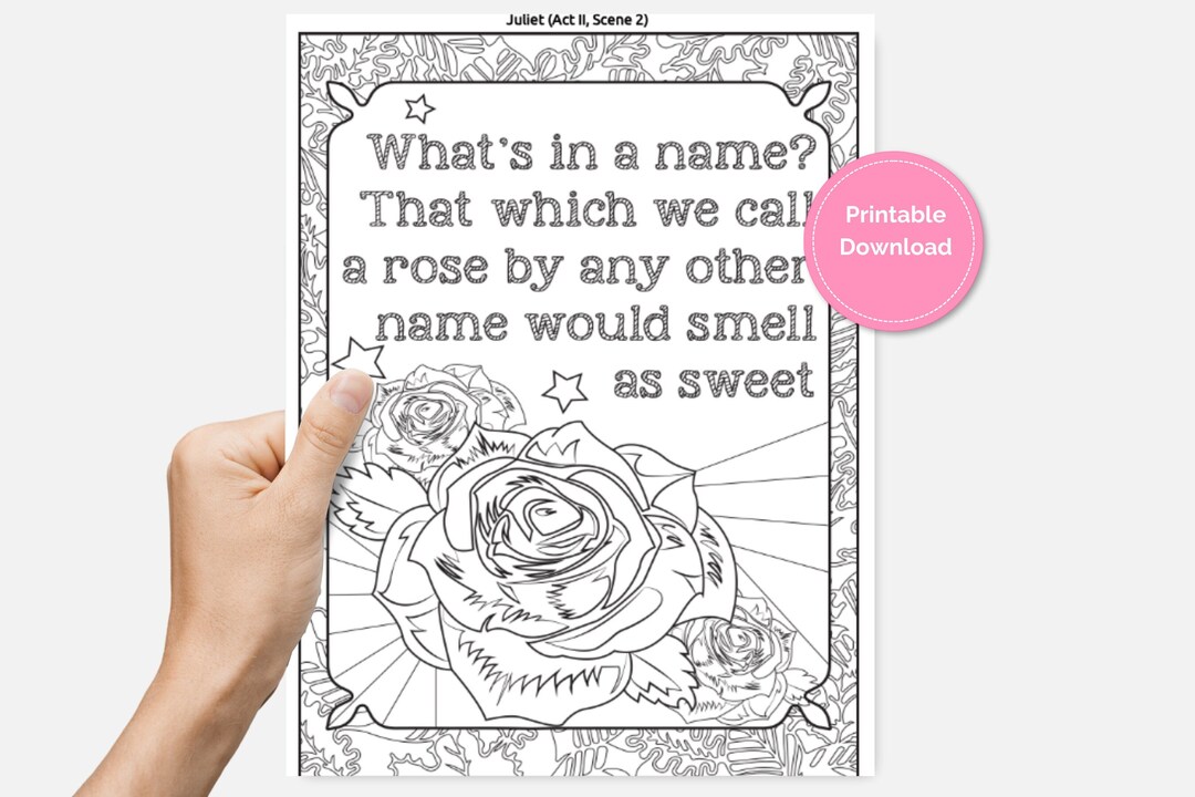 Teen Coloring Book of Quotes From Romeo and Juliet Shakespeare Coloring ...