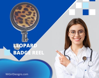 Porta credencial de enfermera, porta credencial de docente, porta credencial de enfermera, credencial médica retráctil, calcetín navideño con estampado de leopardo.