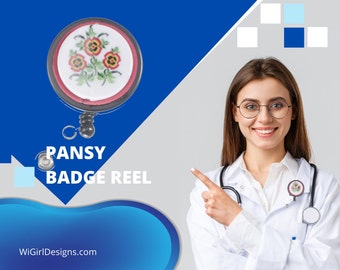 Carrete de credencial de maestro, porta credencial, carrete de credencial de enfermera, carrete de credencial retráctil, carrete de credencial médica, insignia de enfermera Pansy, relleno de calcetín navideño