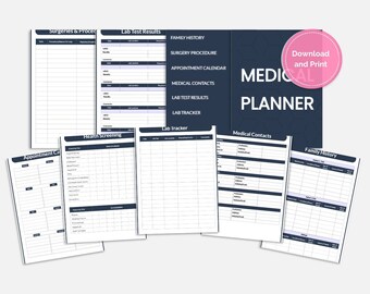 Medical Planner Printable Health Tracker, Medical Tracker, Health Care Planner, Medical Appointment Tracker Printable, Wellness Planner