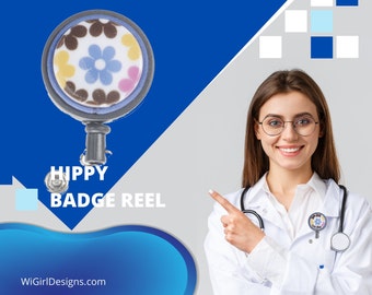 Nurse ID Badge Reel with Flowers For Nurse Badge Holder