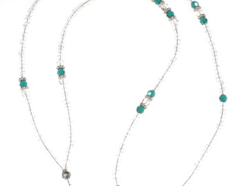 Beaded Birthstone Jewelry, Emerald Crystal Lanyard, ID Badge Holder Beaded Teacher Lanyard PTA Gift For Teacher, Worker Gift for Staff Gifts