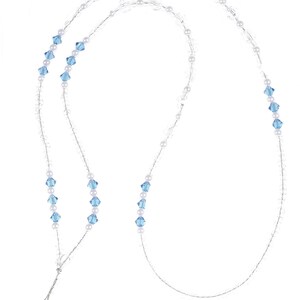 Cordón de cuentas para maestros, cordón de perla de zafiro, soporte para credencial de identificación, regalo de PTA para maestros, joyería con cuentas de piedra natal, regalo para compañeros de trabajo