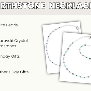 Garnet Birthstone Pearl and Silver Necklace makes a perfect handmade gift for women! This beaded necklace is designed with 6mm gemstone Swarovski crystals, 6-8mm silver beads, 5mm white pearls, 6mm flat round clear beads, and small clear seed beads.