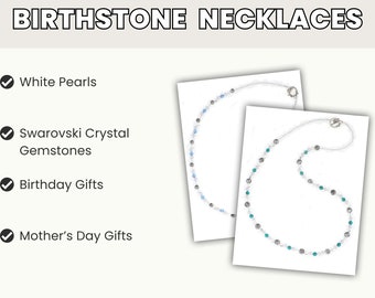 Pink Necklace, Birthstone Pearl Necklace for Mother, Beaded Birthstone Jewelry for Her, Pearl Personalized Necklace, Pink Necklace for Women