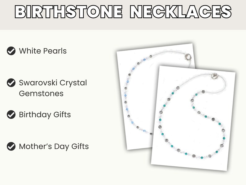 Garnet Birthstone Pearl and Silver Necklace makes a perfect handmade gift for women! This beaded necklace is designed with 6mm gemstone Swarovski crystals, 6-8mm silver beads, 5mm white pearls, 6mm flat round clear beads, and small clear seed beads.