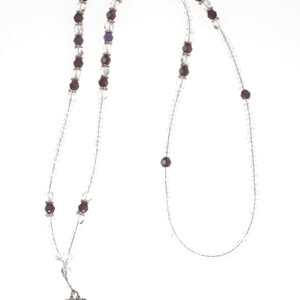 Beaded Lanyard, ID Badge Holder, Beaded Teacher Lanyard, PTA Gift For Teacher Appreciation, Beaded Birthstone Jewelry Garnet Crystal Lanyard