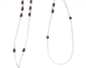 Beaded Lanyard, ID Badge Holder, Beaded Teacher Lanyard, PTA Gift For Teacher Appreciation, Beaded Birthstone Jewelry Garnet Crystal Lanyard