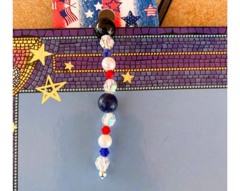 Patriotic Bookmark With Ring For Reader Glasses for Book Reader Gift