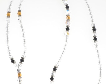 Black & Topaz Crystal Lanyard, Perlen-ID-Ausweishalter