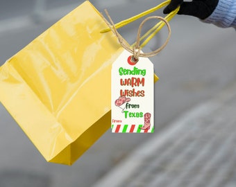 Printable Texas Gift Tags, Sending Warm Wishes (Digital Download)
