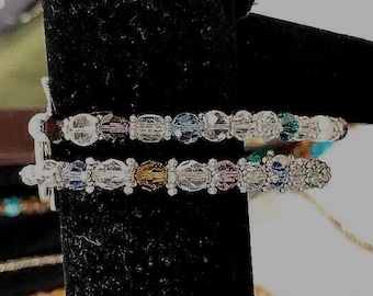 Birthstone Crystal Bracelet, Swarovski Bead, Gemstone Jewelry Gift