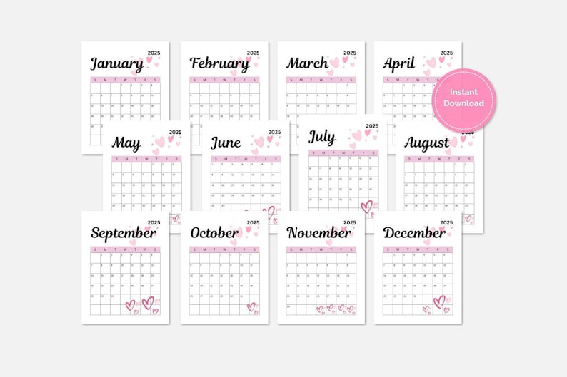 Editable Calendar in Canva,12month Calendar 2025 Calendar Printable