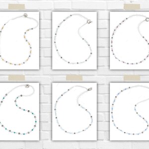 Birthstone Pearl and Silver Necklaces make perfect handmade gift for women! This beaded necklace is designed with 6mm gemstone Swarovski crystals, 6-8mm silver beads, 5mm white pearls, 6mm flat round clear beads, and small clear seed beads.