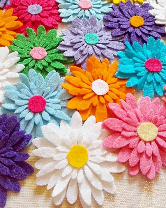Felt Die Cut Flowers Fabric Flower Embellishments Die Cut Etsy