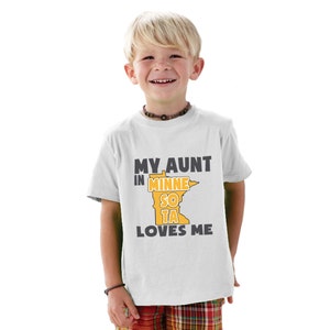 My aunt in MINNESOTA loves me shirt for boys or Baby Bodysuit image 1
