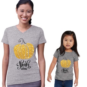 Thanks Giving Gold Pumpkin Heather Girl's Shirt image 3