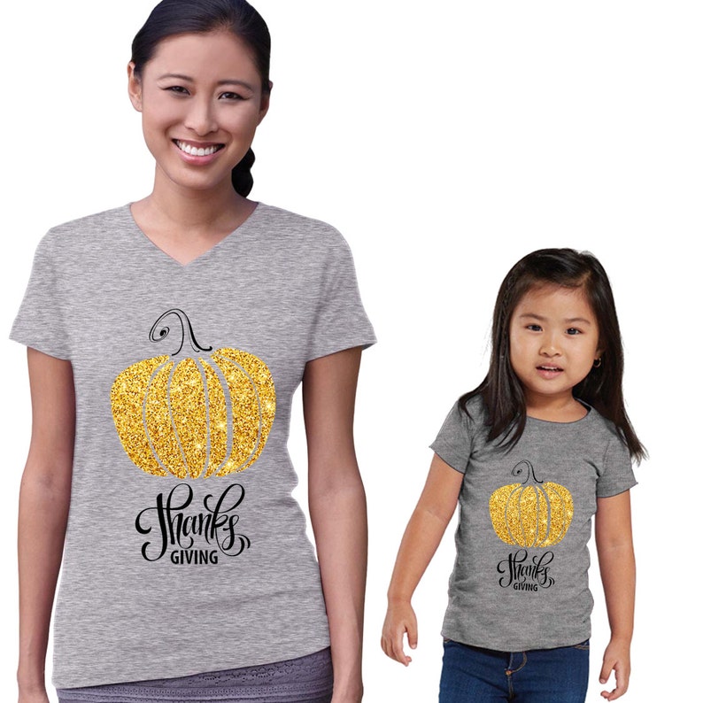 Thanks Giving Gold Pumpkin Heather Girl's Shirt image 3