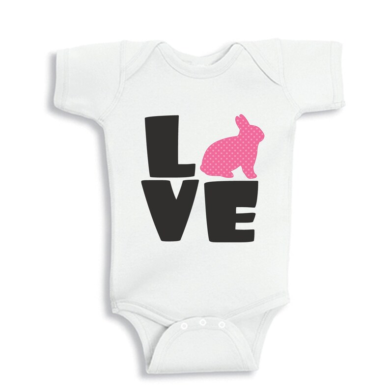 Love Easter Bunny Shirt for Girls or Baby Bodysuit image 4