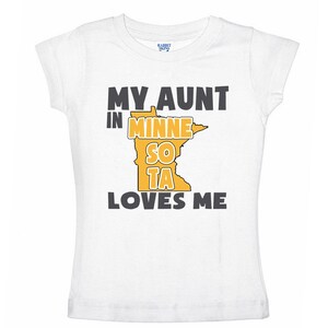 My aunt in MINNESOTA loves me shirt for boys or Baby Bodysuit image 3