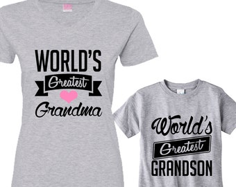 World's Greatest Grandma - World's Greatest Grandson Heather Shirt Set