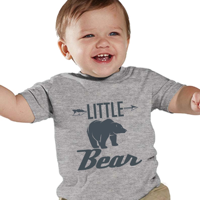 Papa Bear Little Bear Heather Shirts Daddy and Me Shirt Set Charcoal image 4