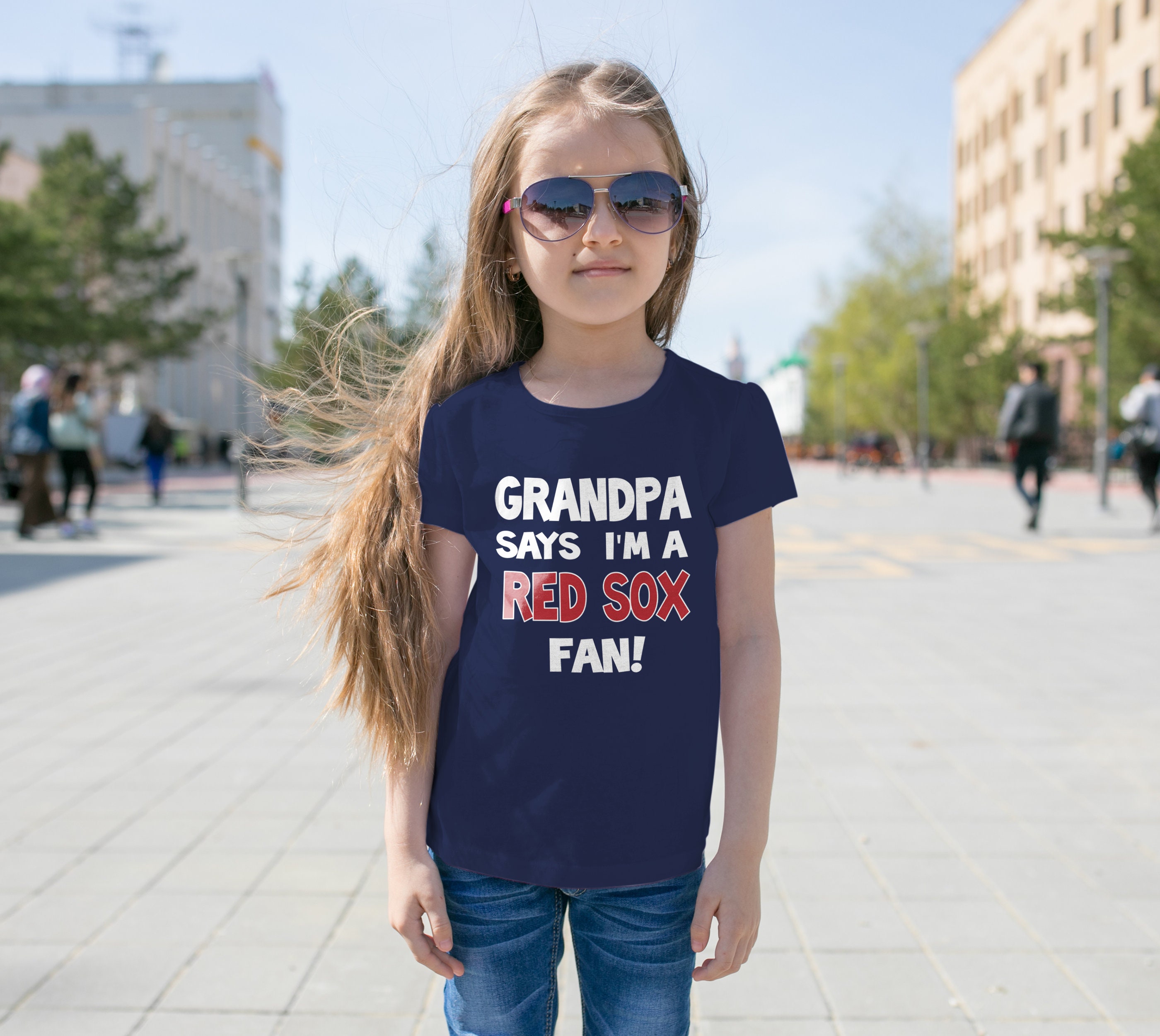 shirtsbynany Grandpa Says I'm A Red Sox Fan Kids T-Shirt