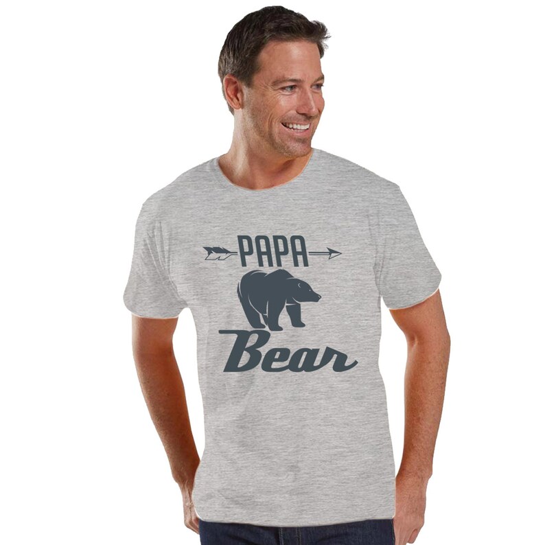 Papa Bear Little Bear Heather Shirts Daddy and Me Shirt Set Charcoal image 3