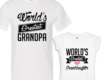 World's Greatest Grandpa - World's Greatest Granddaughter White Matching Shirts